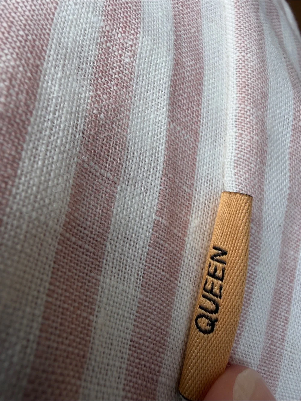 Quince NWOT European Linen Striped Sheet Set in Dusty Mauve Queen 1105